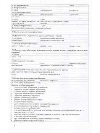 Речевая карта школьника с нарушениями устной и письменной речи (от 7 до 10 лет). ФАОП