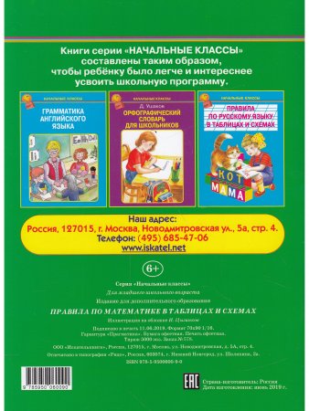 Правила по математике в таблицах /1-4 кл./