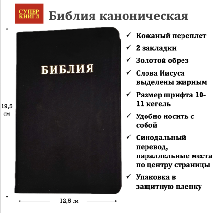 Библия 048 код 25048-19 дизайн "Библия", кожаный пер., цвет черный с прожилками