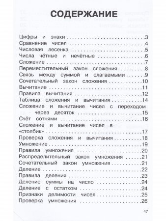 Правила по математике в таблицах /1-4 кл./